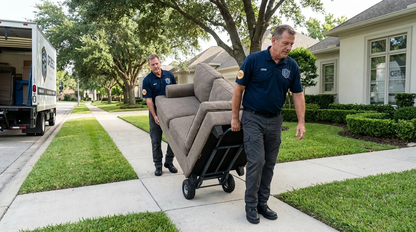 Local residential moving crew loading furniture in Briarcliff Manor, NY