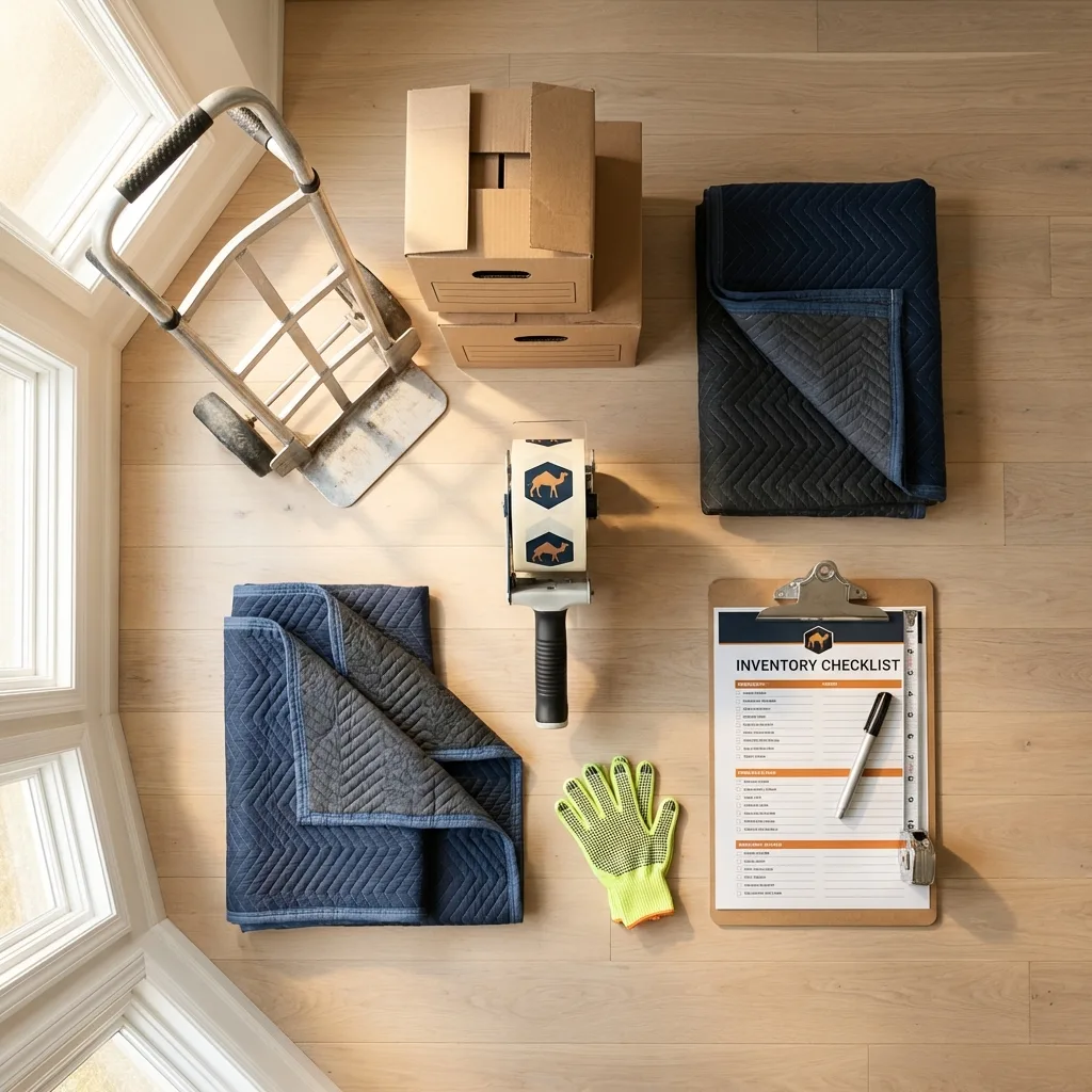 Professional moving supplies and packing materials layout for Briarcliff Manor residential relocations